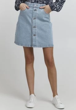 OXMO Frigga - Falda Acampanada - Mid Blue Denim