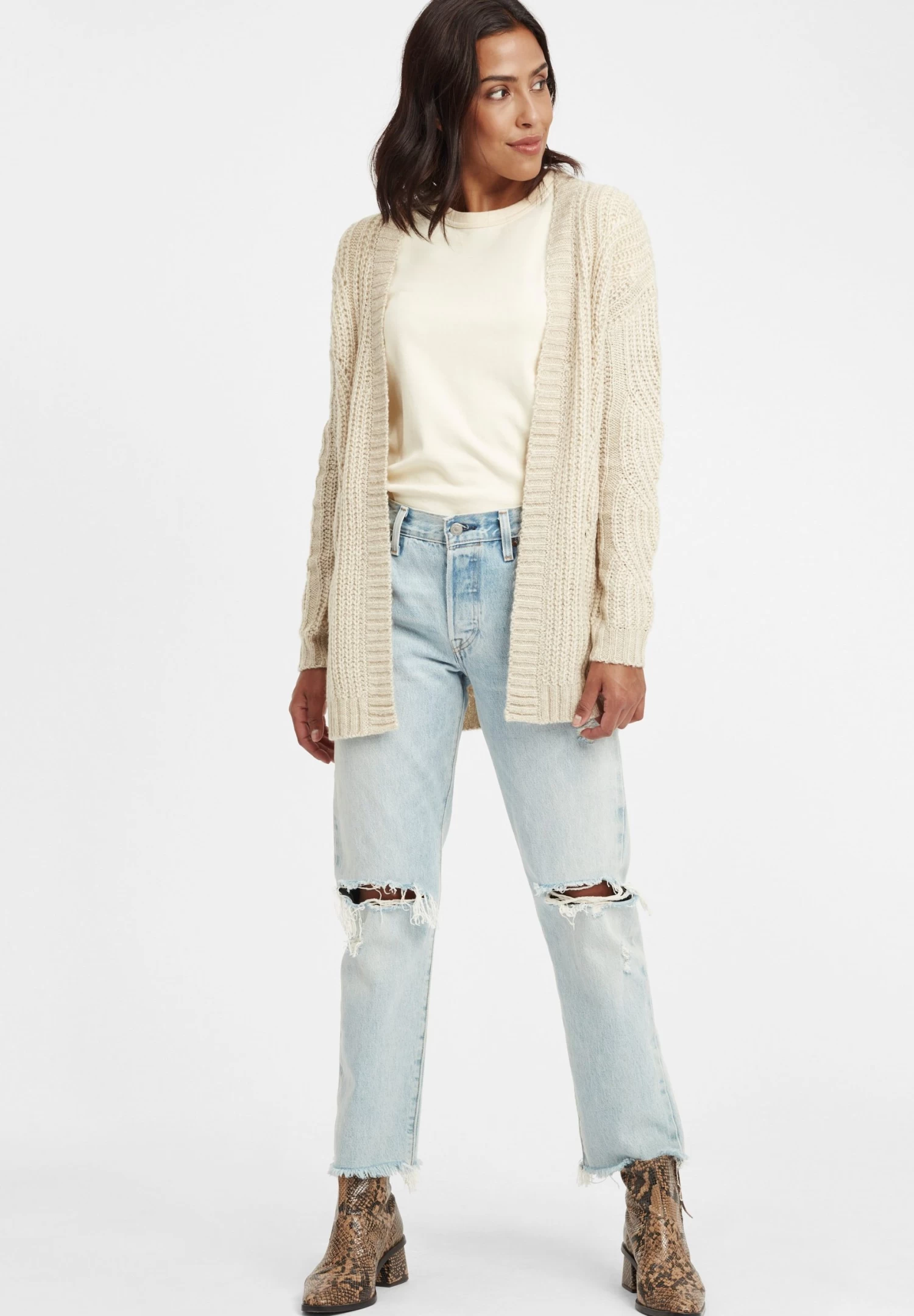 OXMO Oxclea - Chaqueta De Punto - Oyster Grey Melange 2 OXMO Oxclea - Chaqueta De Punto - Oyster Grey Melange - Imagen 2