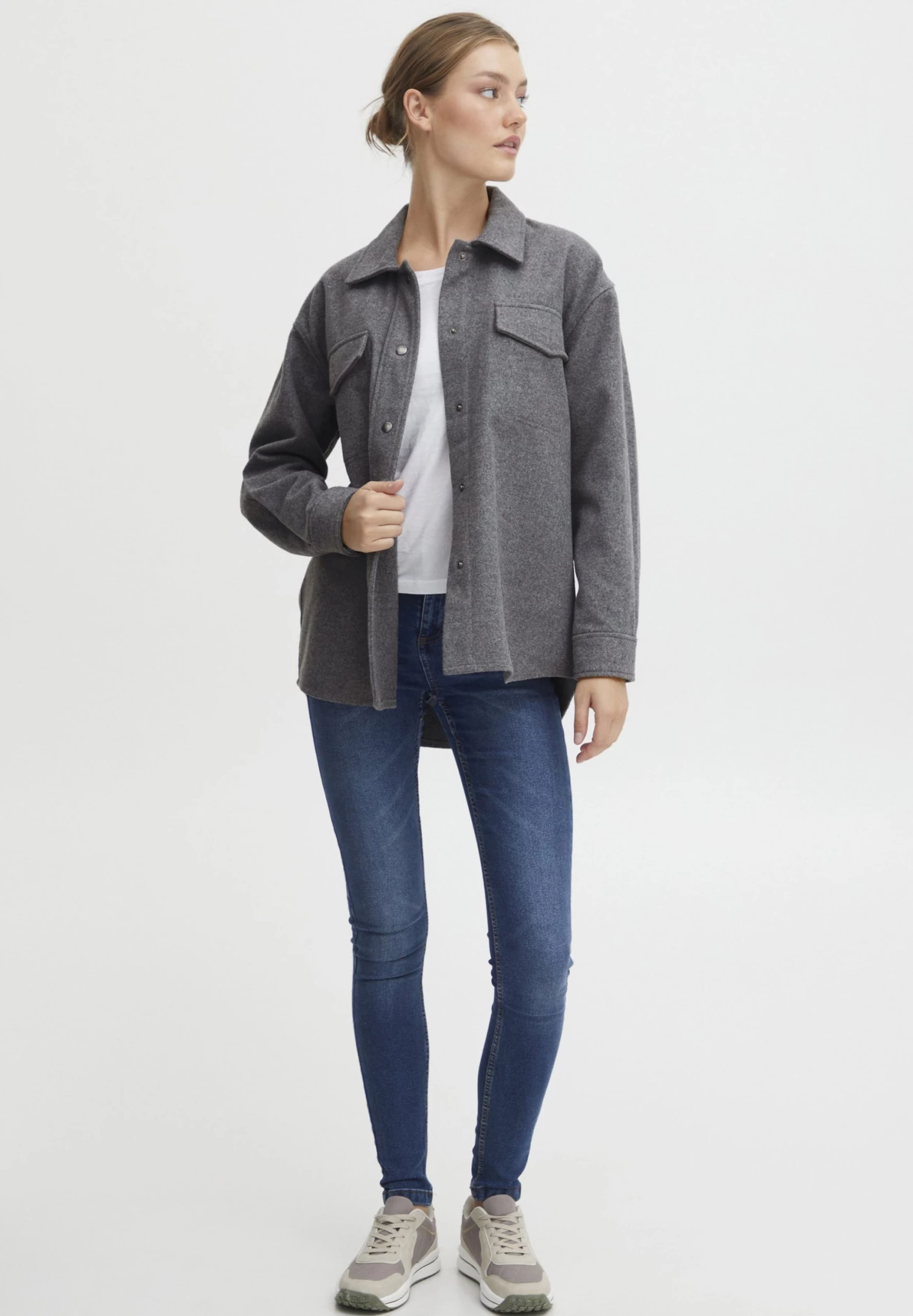 OXMO Valen - Chaqueta De Punto - Medium Grey Melange 2 OXMO Valen - Chaqueta De Punto - Medium Grey Melange - Imagen 2
