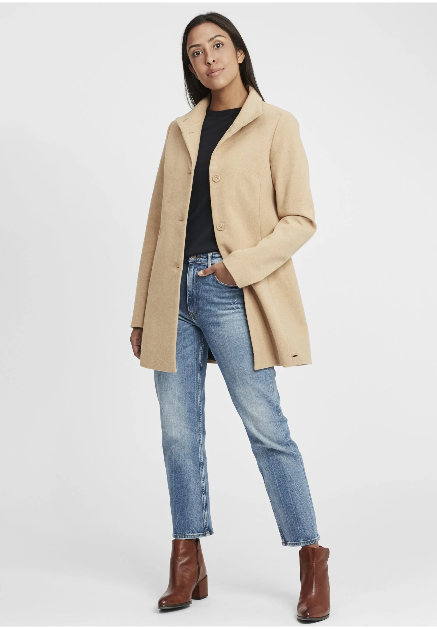 OXMO Oxhermy - Abrigo Clásico - Dune Melange 2 OXMO Oxhermy - Abrigo Clásico - Dune Melange - Imagen 2