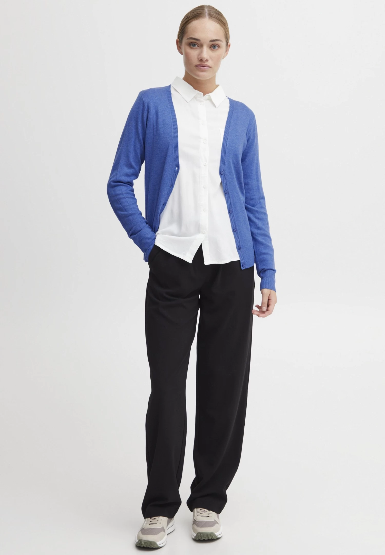 OXMO Oxhelene - Chaqueta De Punto - Strong Blue Melange 2 OXMO Oxhelene - Chaqueta De Punto - Strong Blue Melange - Imagen 2