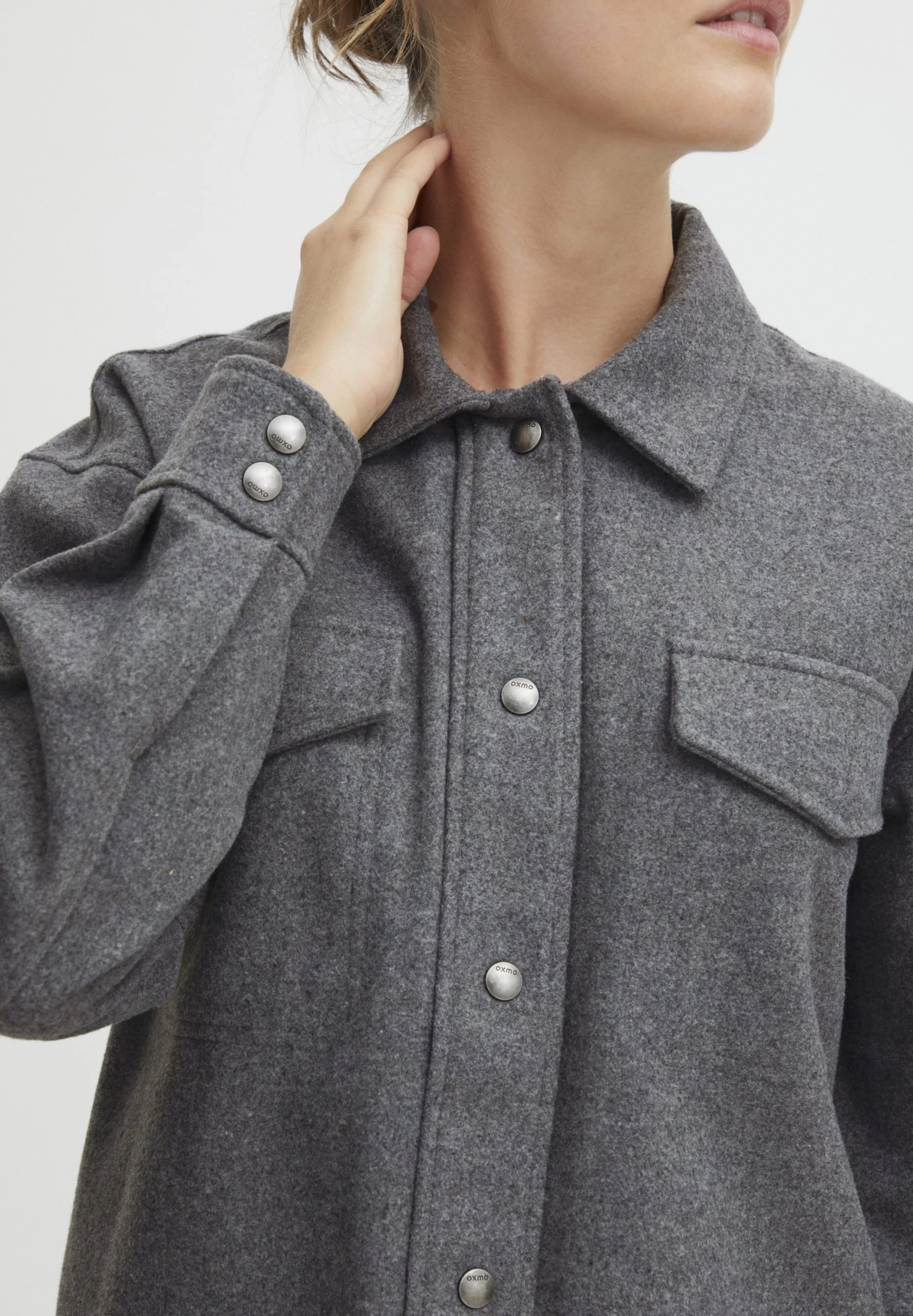 OXMO Valen - Chaqueta De Punto - Medium Grey Melange 4 OXMO Valen - Chaqueta De Punto - Medium Grey Melange - Imagen 4